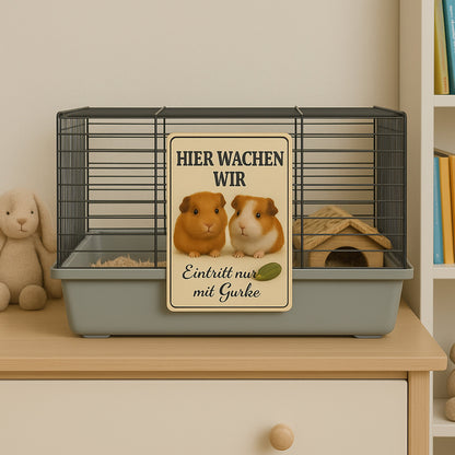 Hier wachen wir Meerschweinchen Blechschild