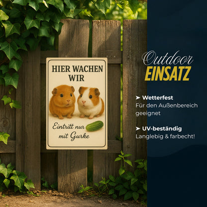 Hier wachen wir Meerschweinchen Blechschild