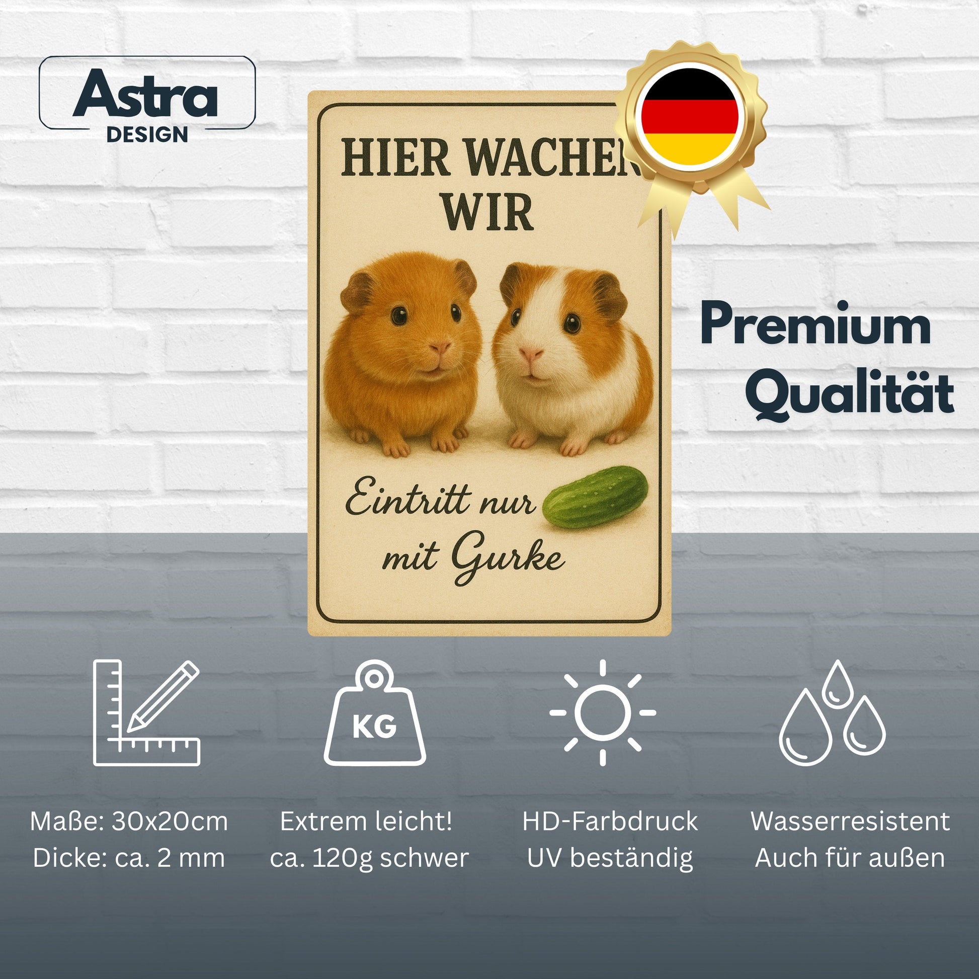Hier wachen wir Meerschweinchen Blechschild