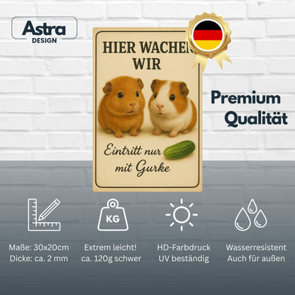 Hier wachen wir Meerschweinchen Blechschild