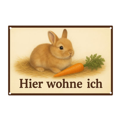 Blechschild hier wohne ich