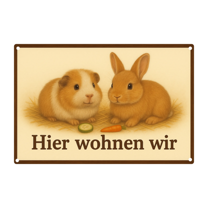 Blechschild Hier wohnen wir