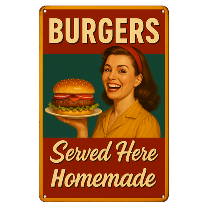 Homemade Burger Served Here Blechschild