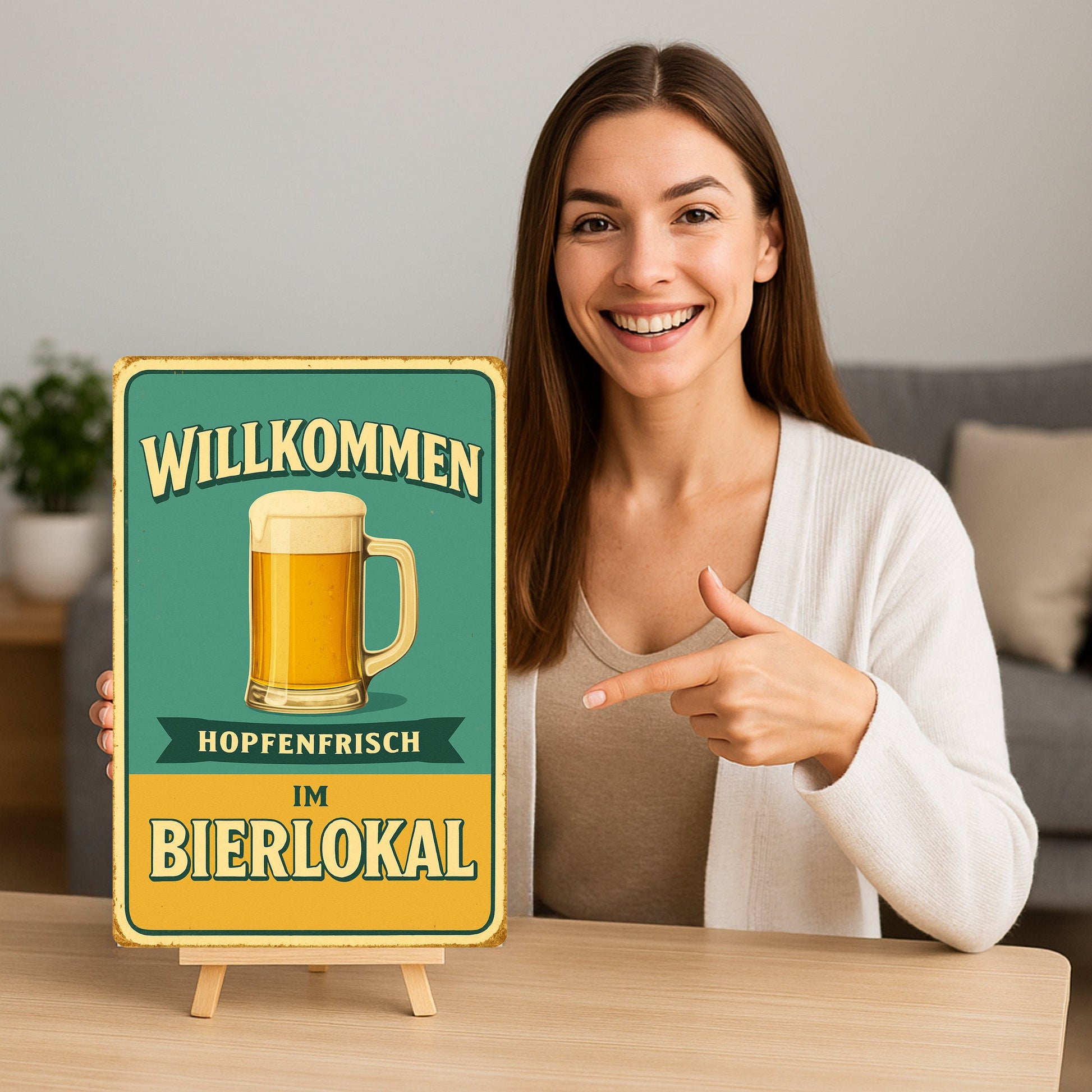 Hopfenfrisch im Bierlokal Blechschild