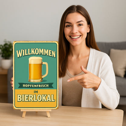 Hopfenfrisch im Bierlokal Blechschild