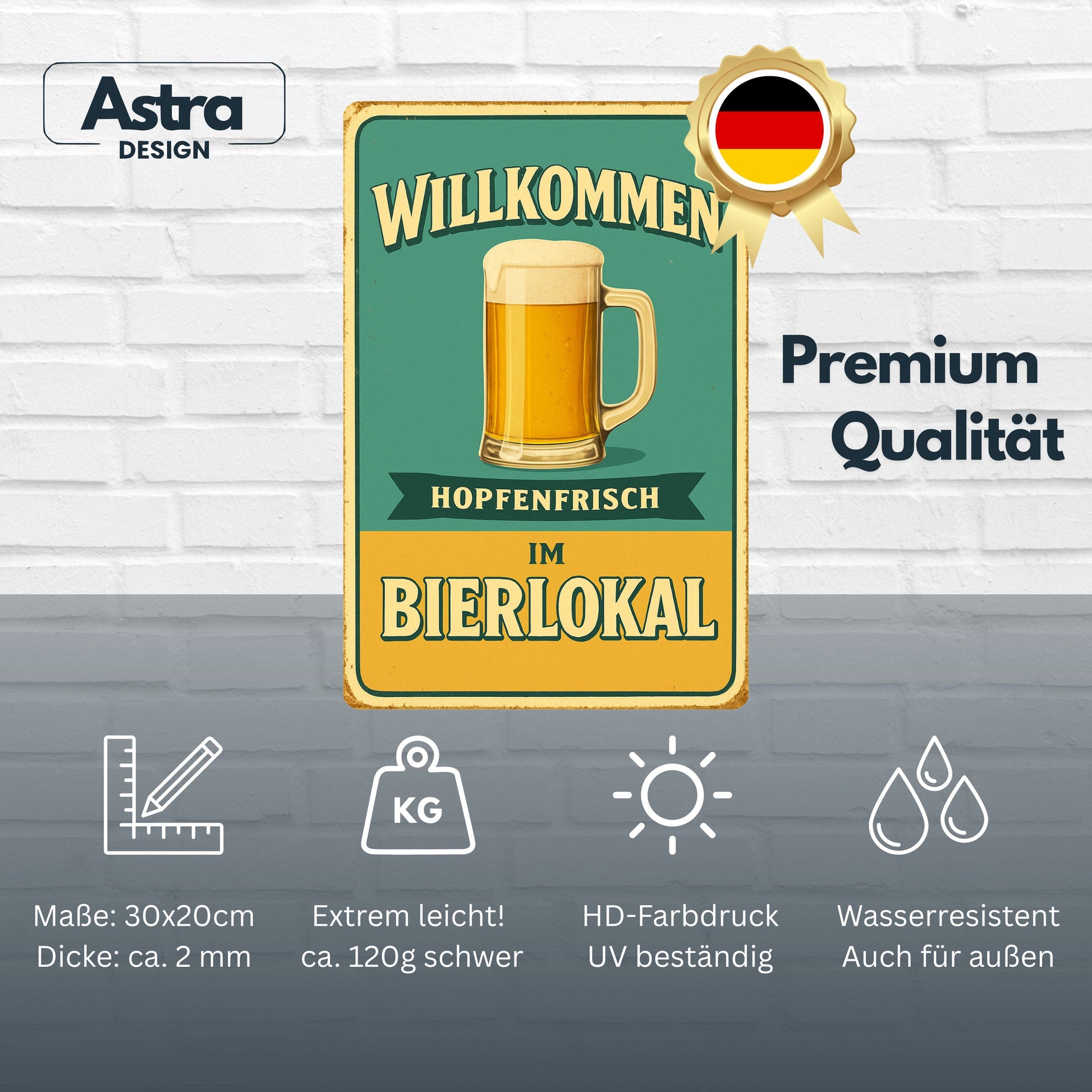 Hopfenfrisch im Bierlokal Blechschild