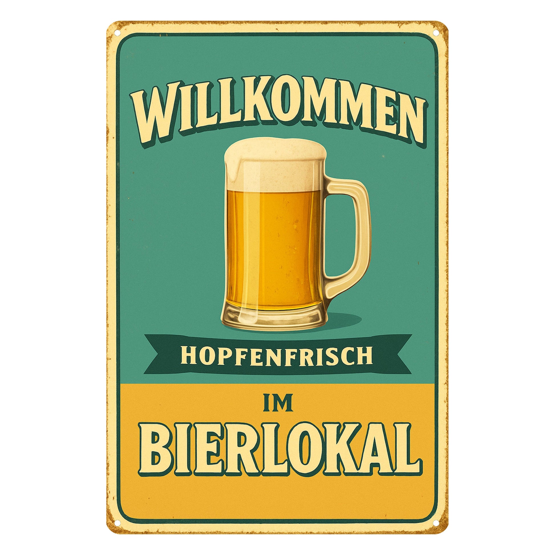Hopfenfrisch im Bierlokal Blechschild