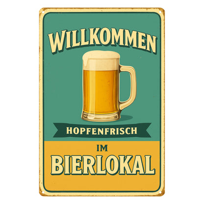 Hopfenfrisch im Bierlokal Blechschild