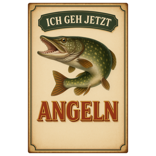 Ich geh jetzt Angeln Blechschild