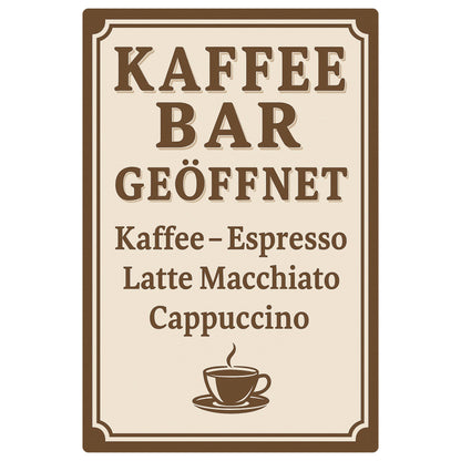 Kaffe Bar Blechschild
