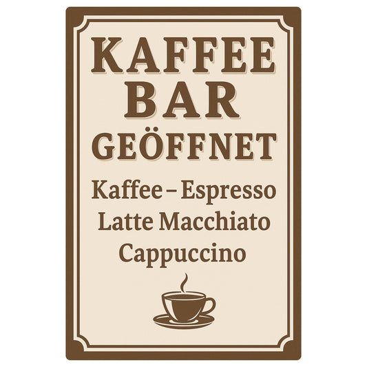 Kaffe Bar Blechschild
