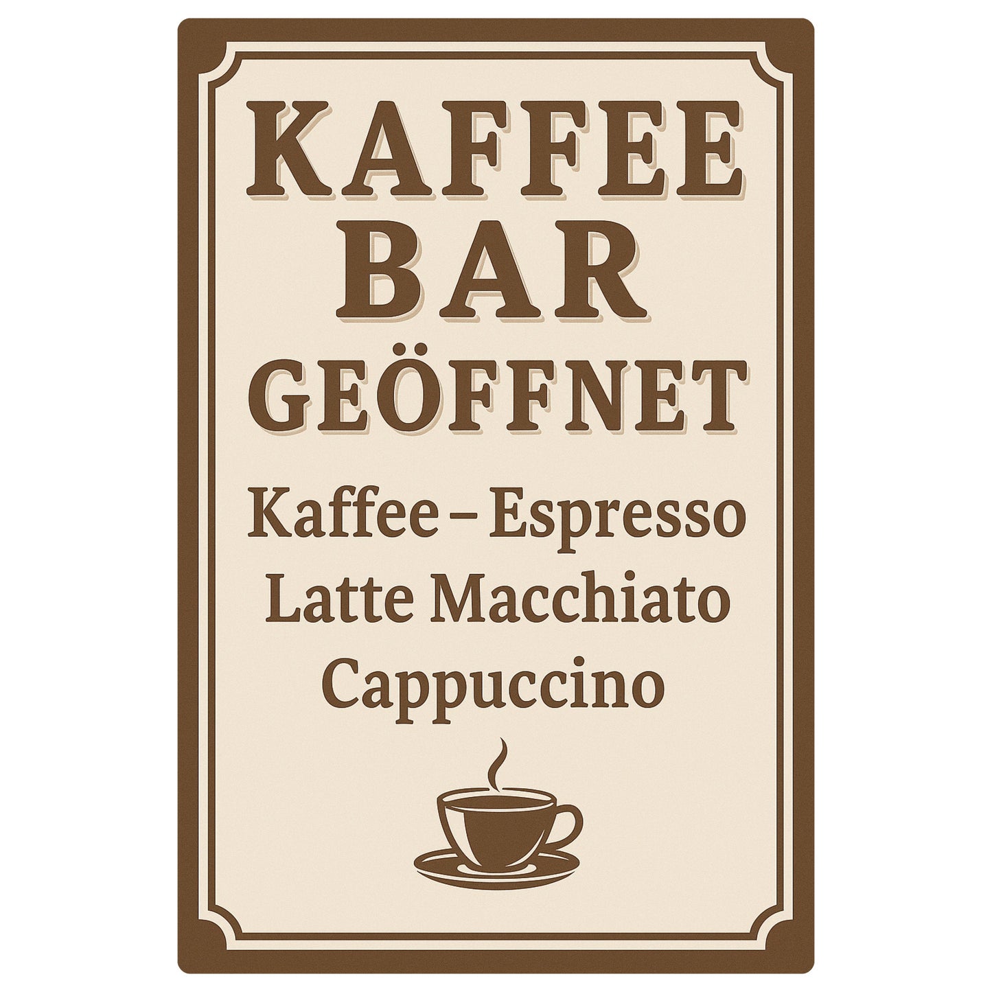 Kaffe Bar Blechschild