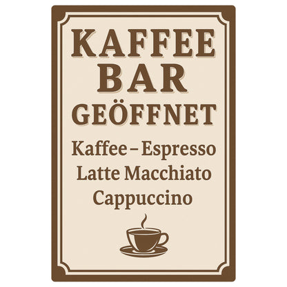 Kaffe Bar Blechschild