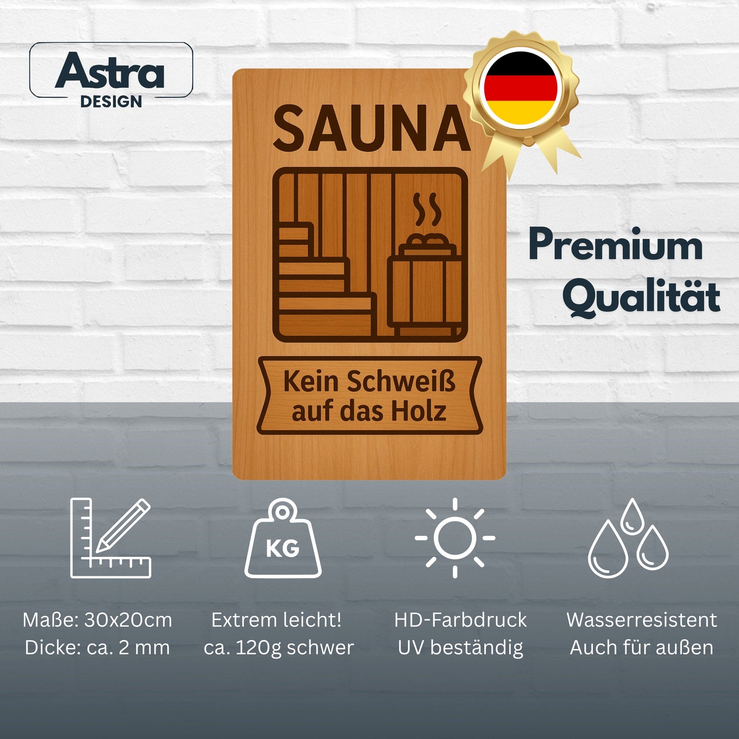 Kein Schweiß auf Holz Blechschild