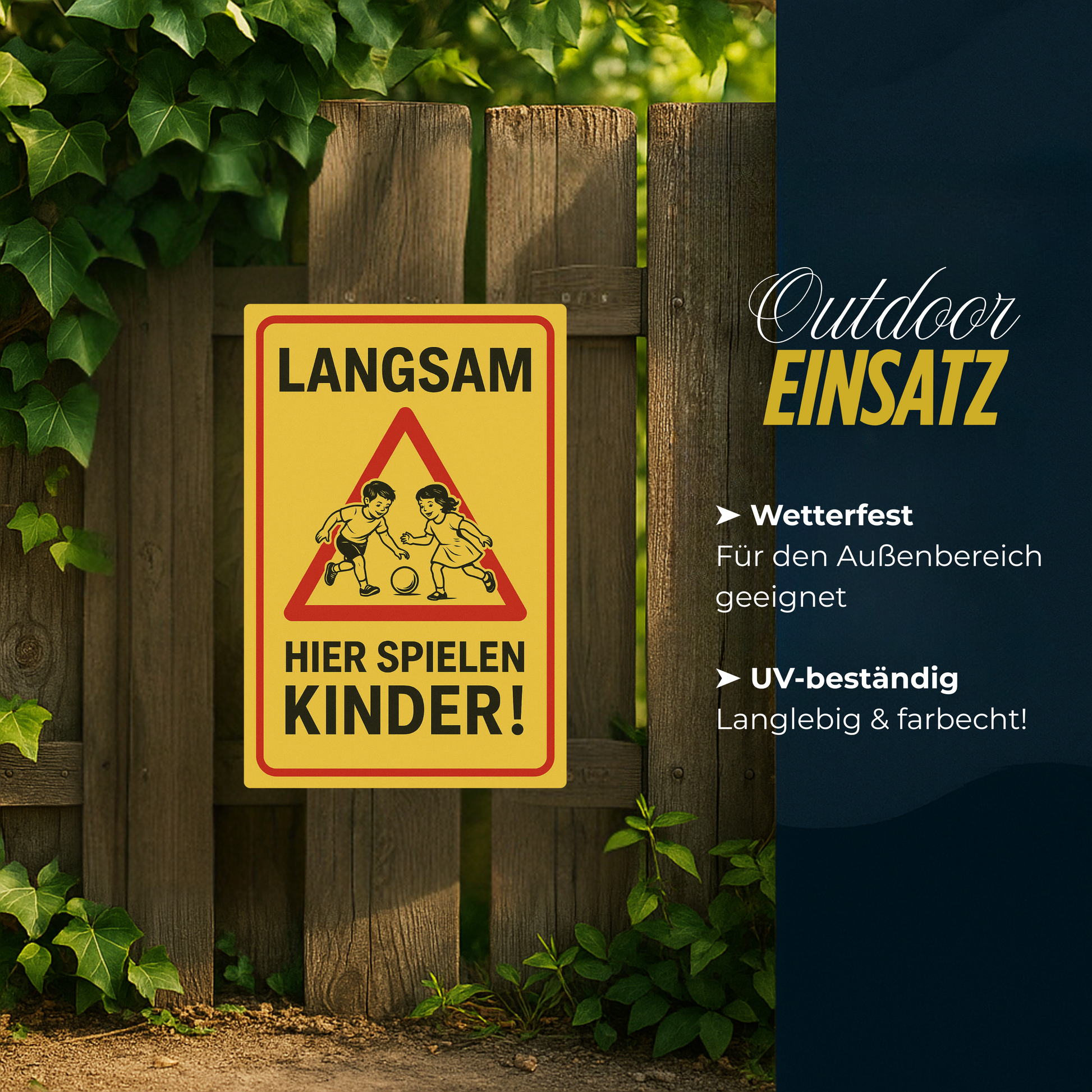 Langsam hier spielen Kinder Blechschild