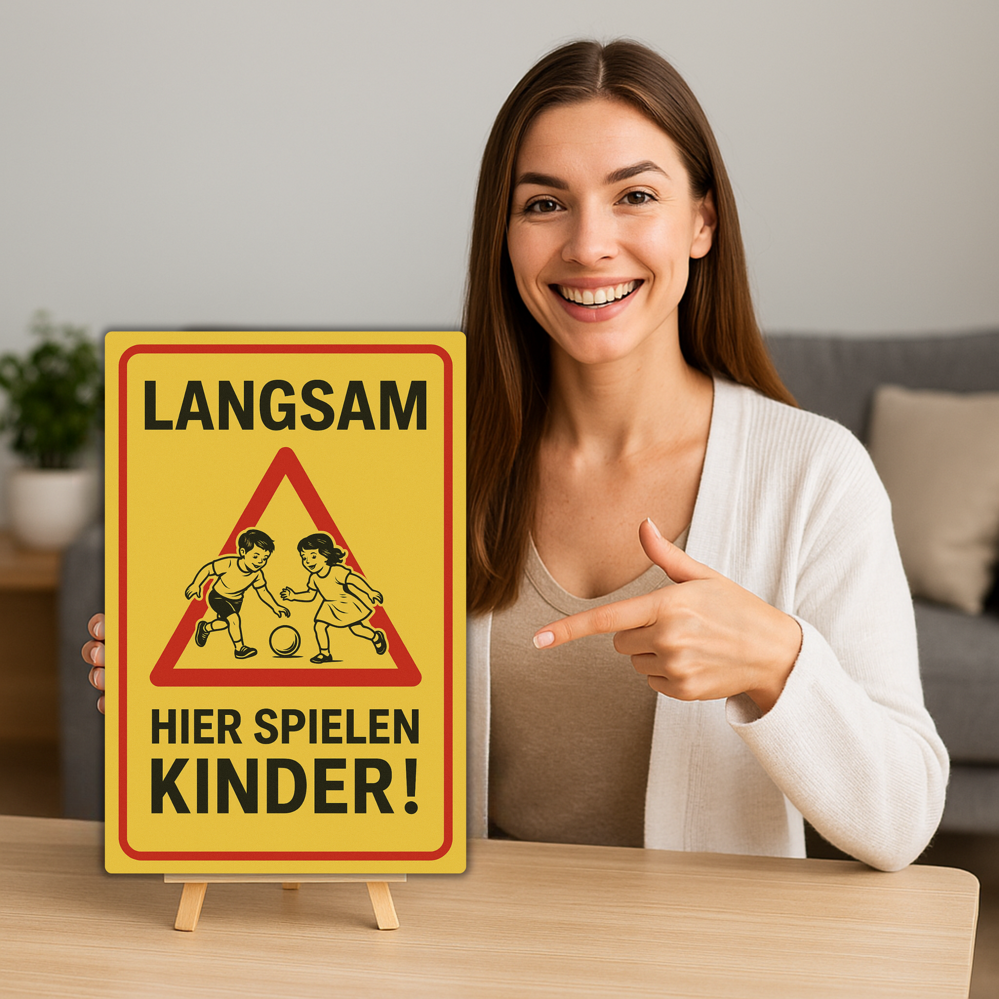 Langsam hier spielen Kinder Blechschild