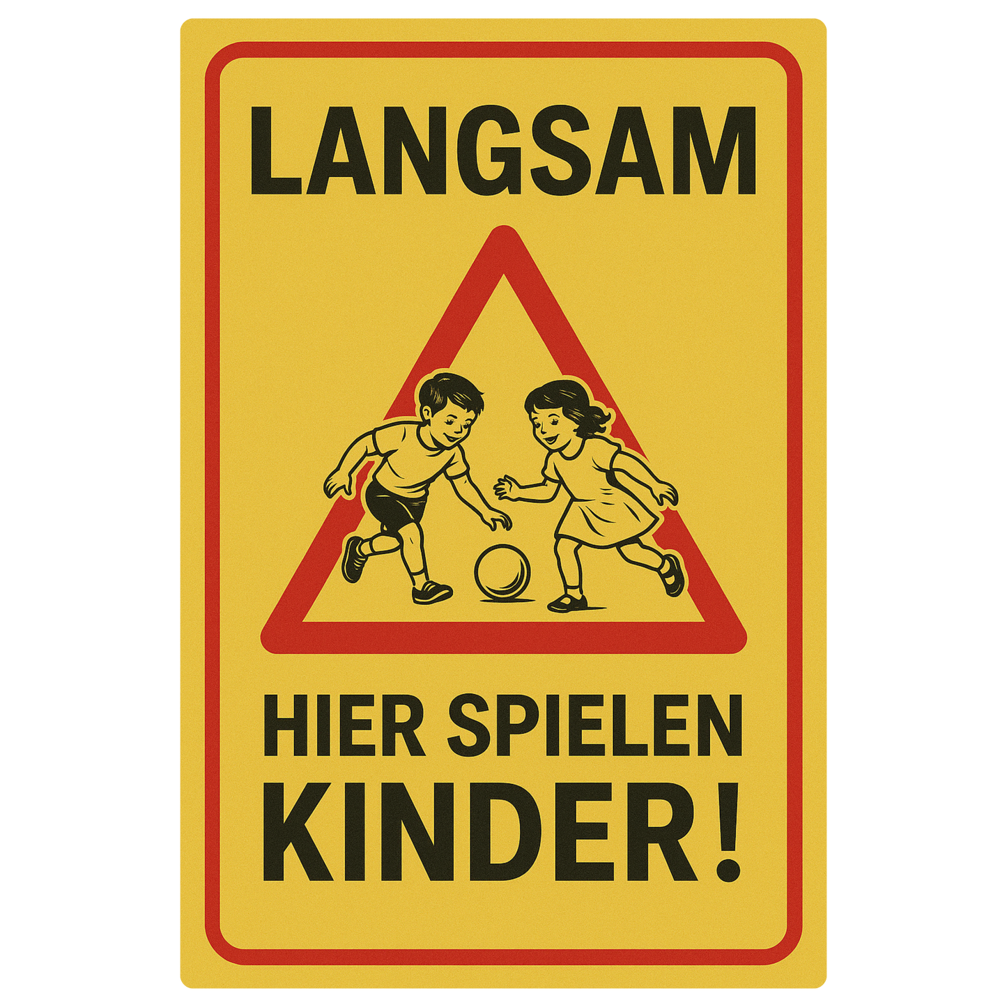 Langsam hier spielen Kinder Blechschild