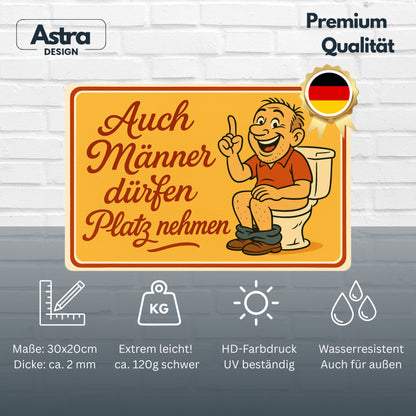 Männer hinsetzen auf Toilette Blechschild