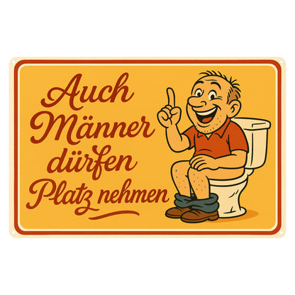 Männer hinsetzen auf Toilette Blechschild
