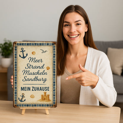 Meer Strand Muscheln Zuhause Blechschild