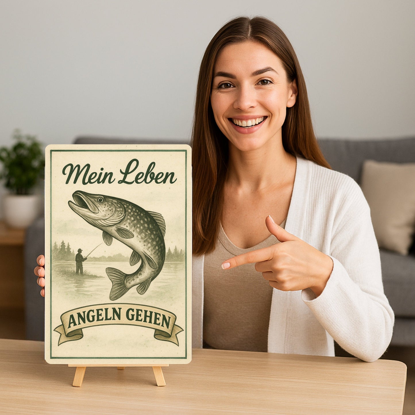 Mein Leben angeln gehen Blechschild