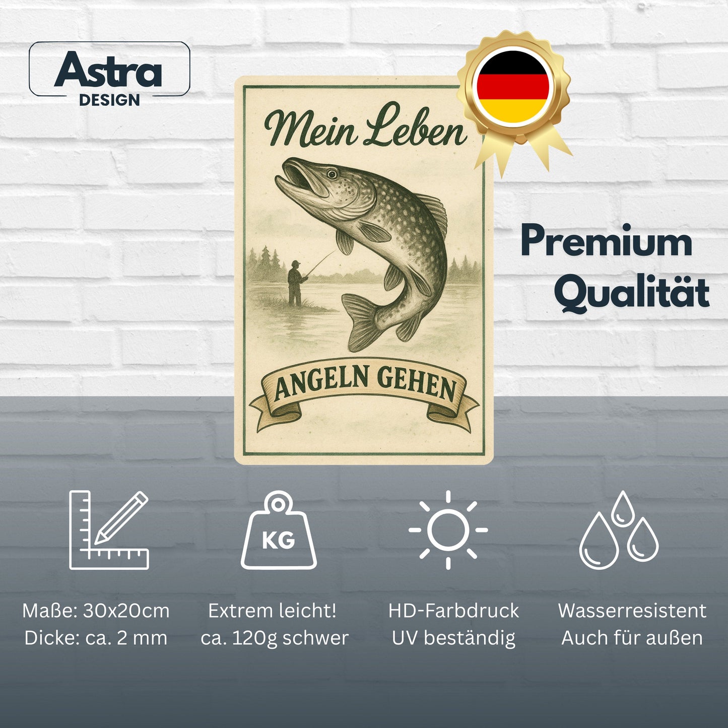 Mein Leben angeln gehen Blechschild
