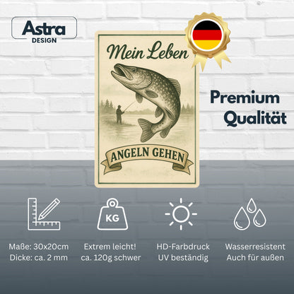 Mein Leben angeln gehen Blechschild