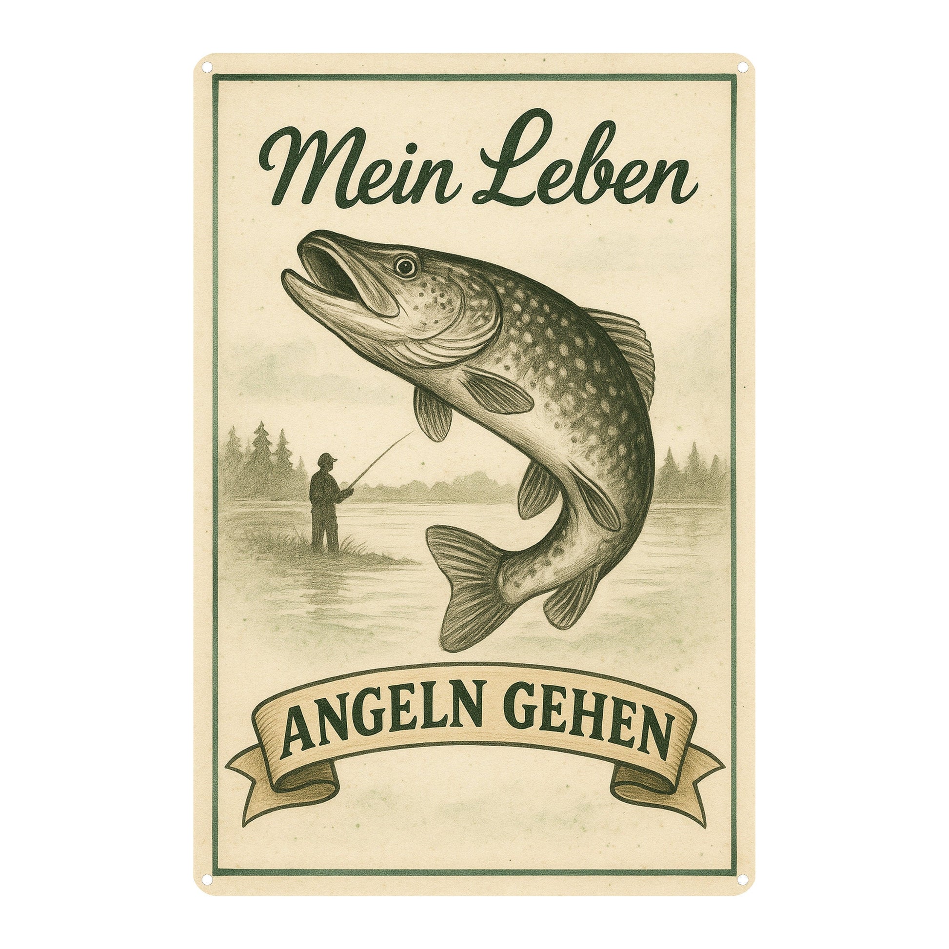 Mein Leben angeln gehen Blechschild