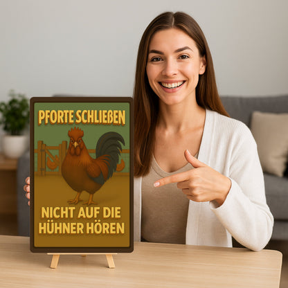 Pforte schließen Hahn Blechschild