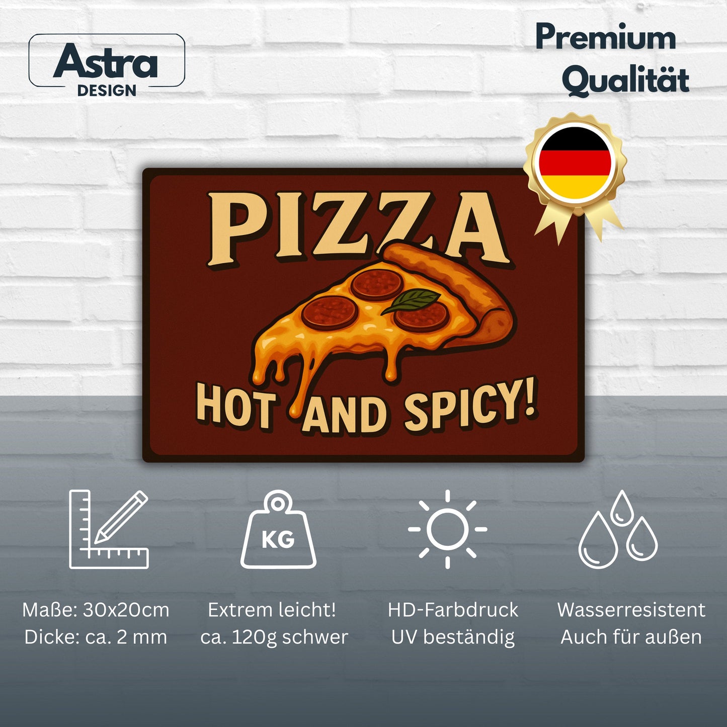Pizza Hot and Spicy Blechschild