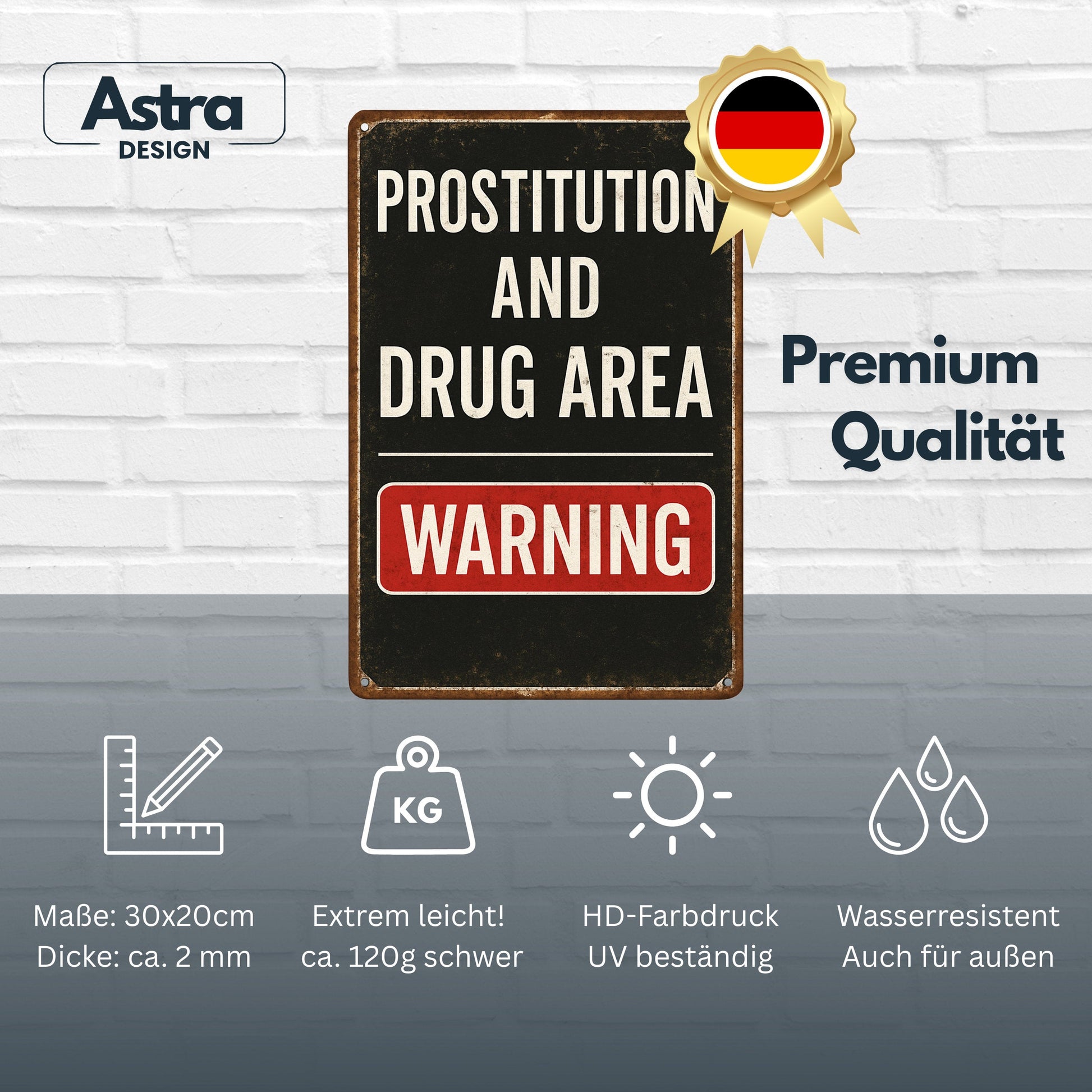 Prostitution and Drug Area Blechschild