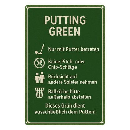 Putting Green Regeln Blechschild