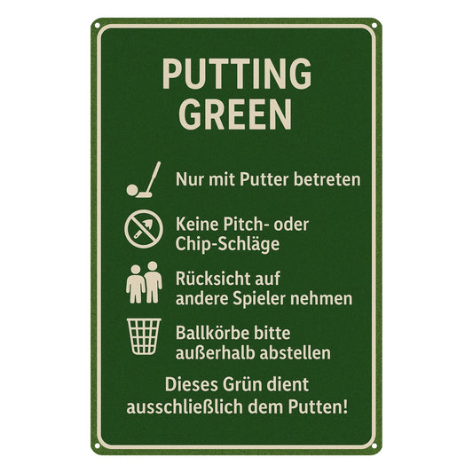 Putting Green Regeln Blechschild