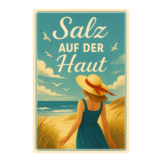 Blechschild Salz auf der Haut