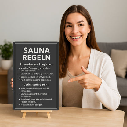 Sauna Regeln dunkel Blechschild