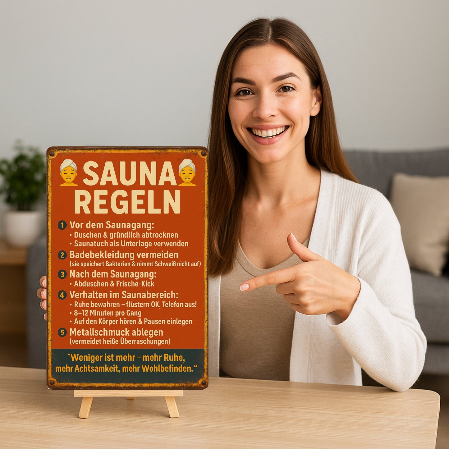 Sauna Regeln rot Blechschild