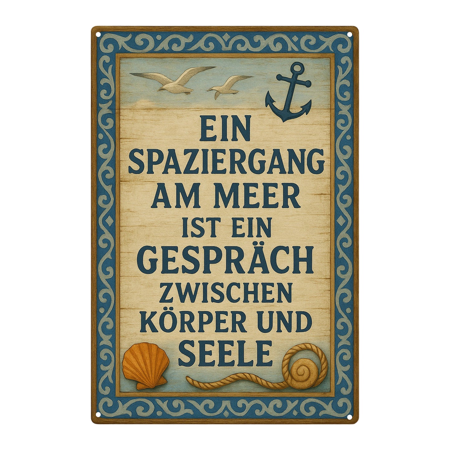Spaziergang am Meer Blechschild