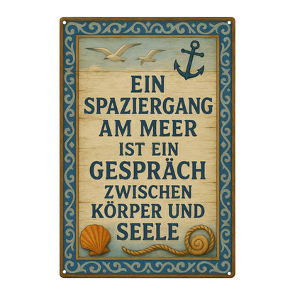 Spaziergang am Meer Blechschild