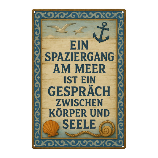Spaziergang am Meer Blechschild