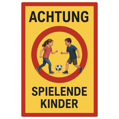 Achtung Spielende Kinder Blechschild