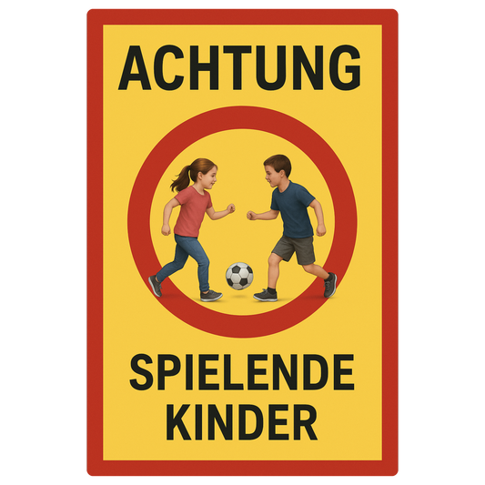 Achtung Spielende Kinder Blechschild