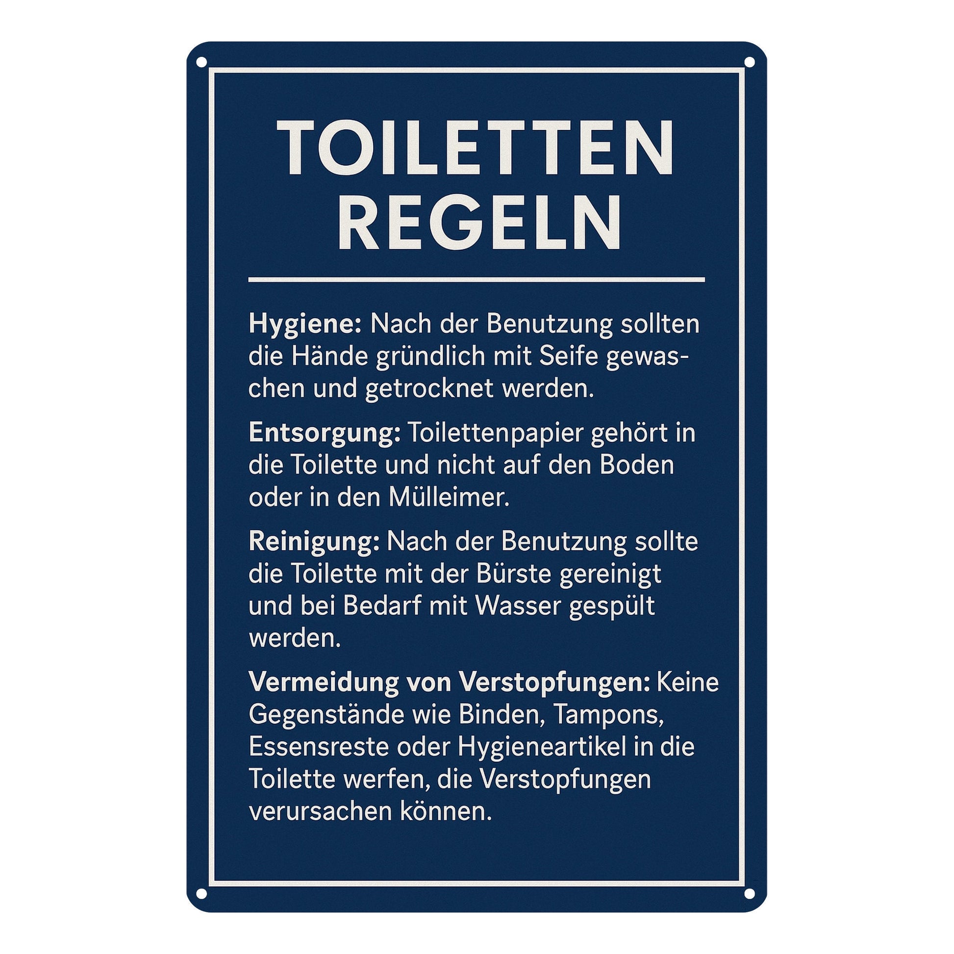 Toiletten Regeln Blechschild