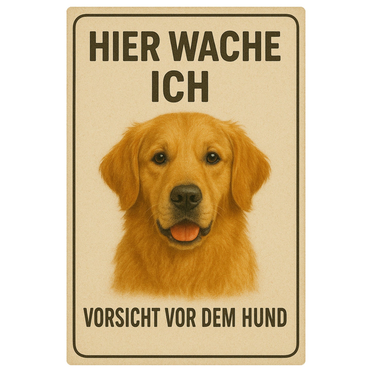 Golden Retriever Hier wache ich Blechschild 