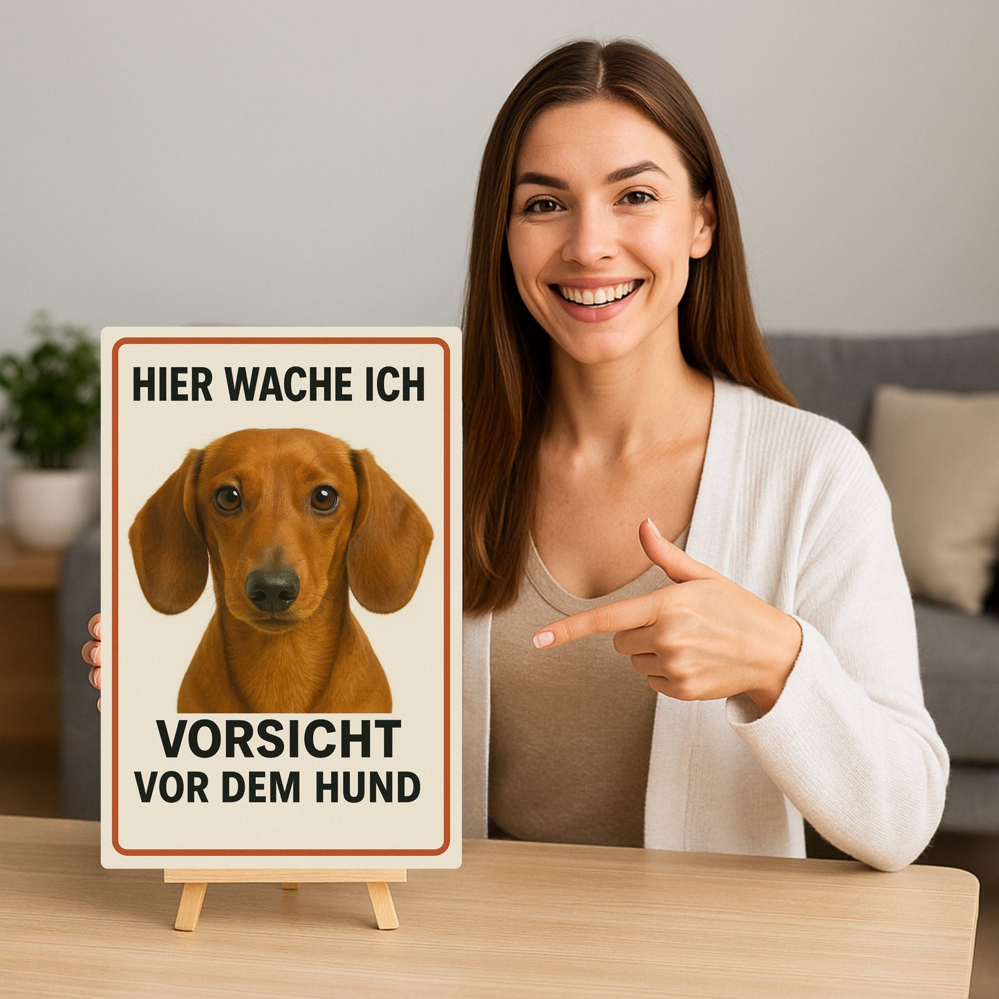 Dackel Hier wache ich Blechschild