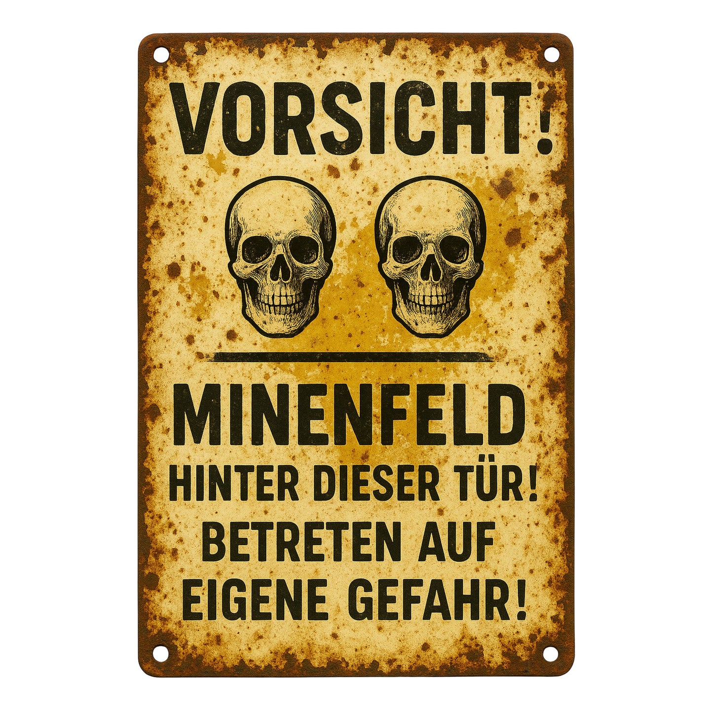 Vorsicht Minenfeld Gelb Blechschild