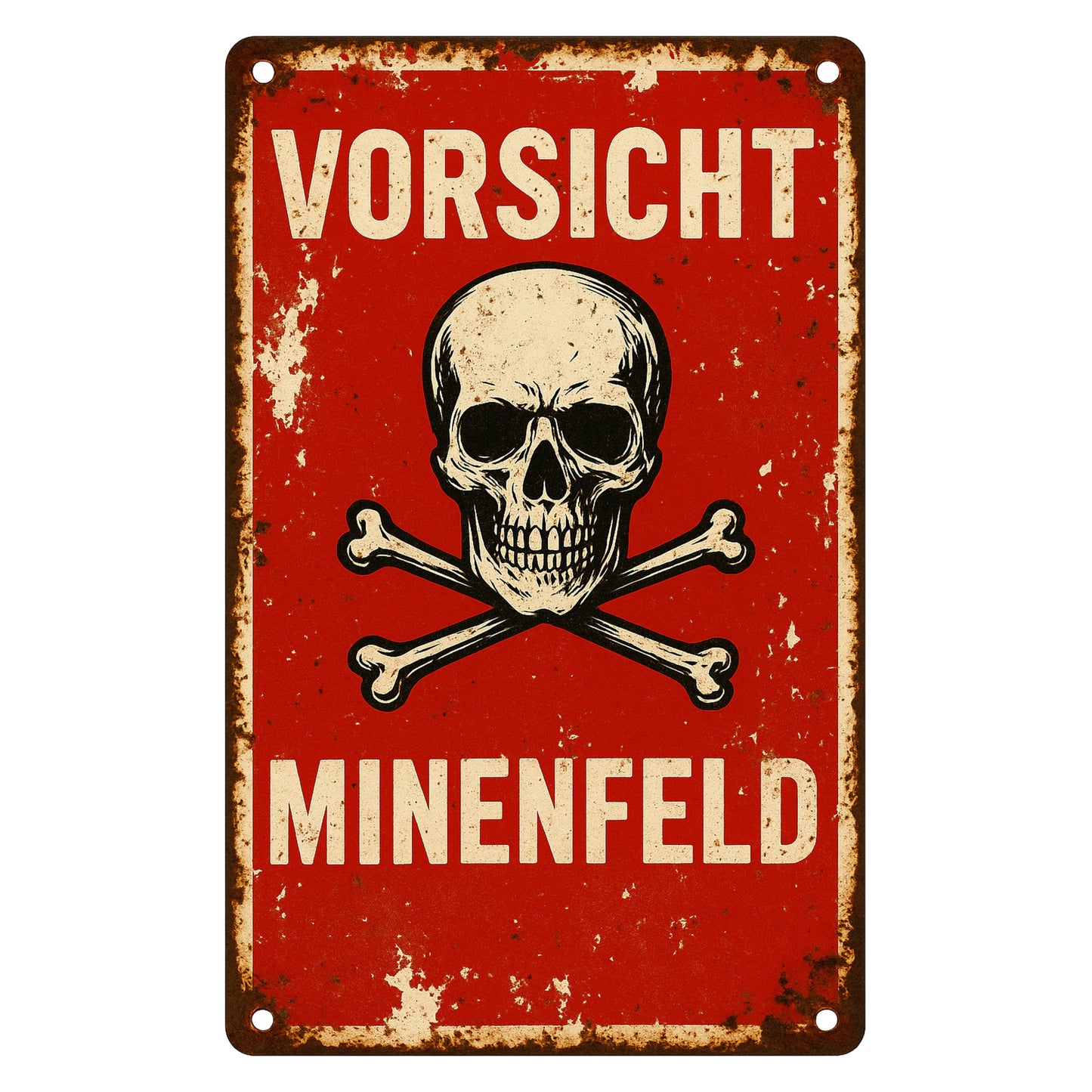 Vorsicht Minenfeld Rot Blechschild