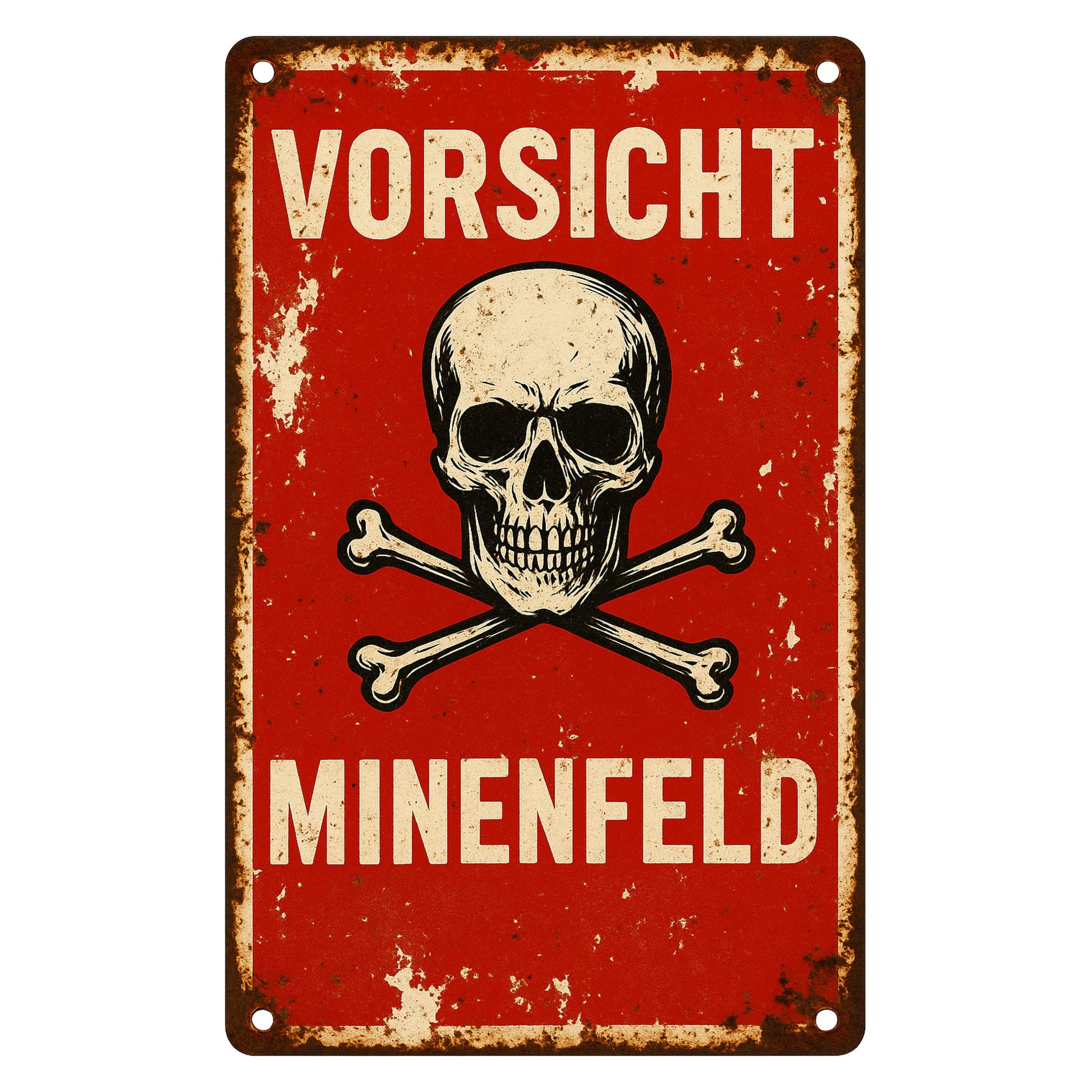Vorsicht Minenfeld Rot Blechschild