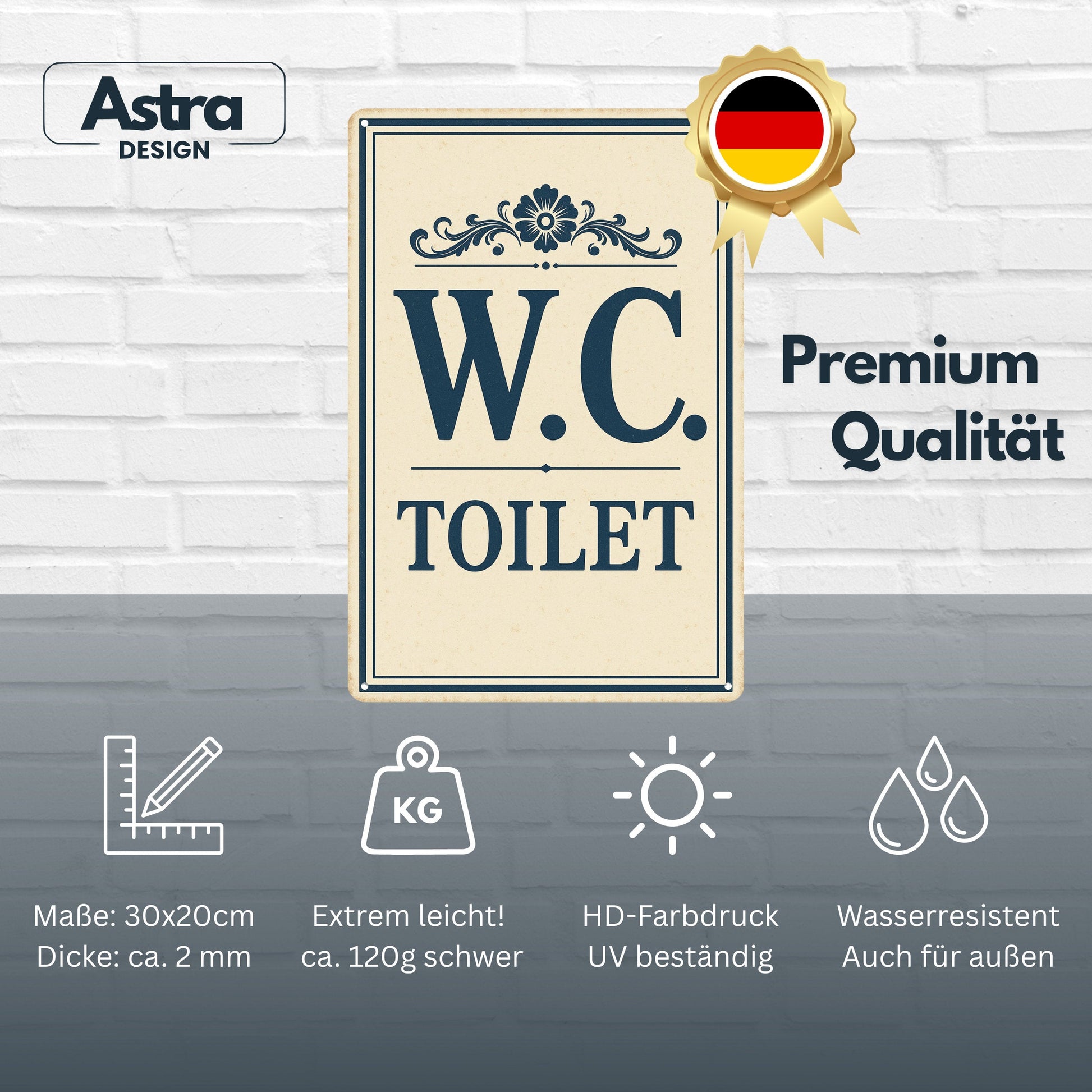 WC Toilet Blechschild