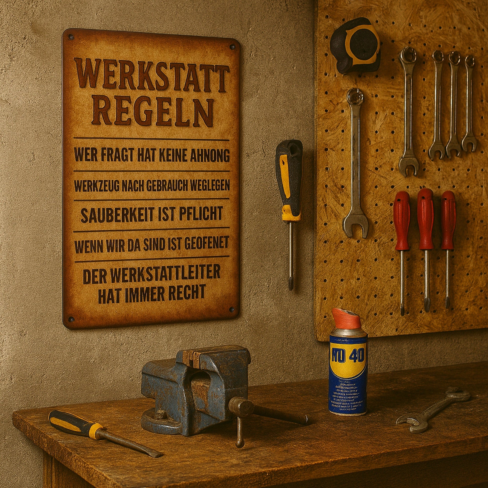 Werkstatt Regeln Blechschild
