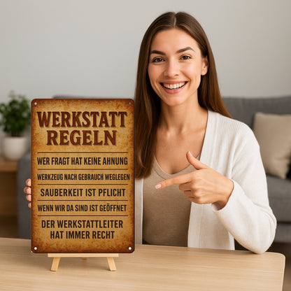 Werkstatt Regeln Blechschild